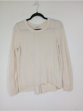 Madewell Cream Knit High-Low Pullover Sweater Women’s Small Cotton Blend